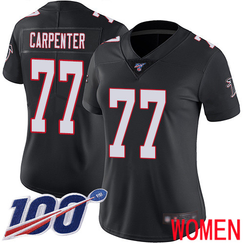 Atlanta Falcons Limited Black Women James Carpenter Alternate Jersey NFL Football 77 100th Season Vapor Untouchable